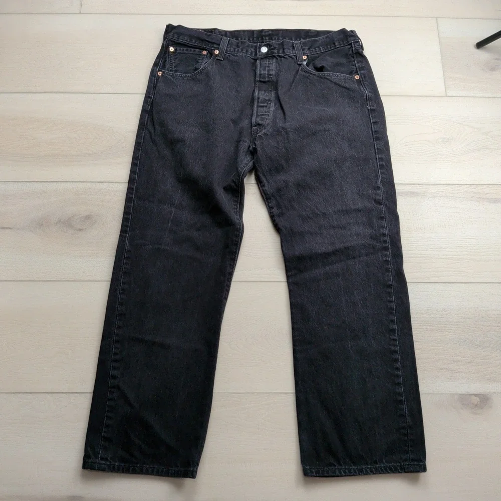 Vintage Y2K Levis 501 Jeans Mens 40x30 (Fits 36x29) Straight Leg Black Denim